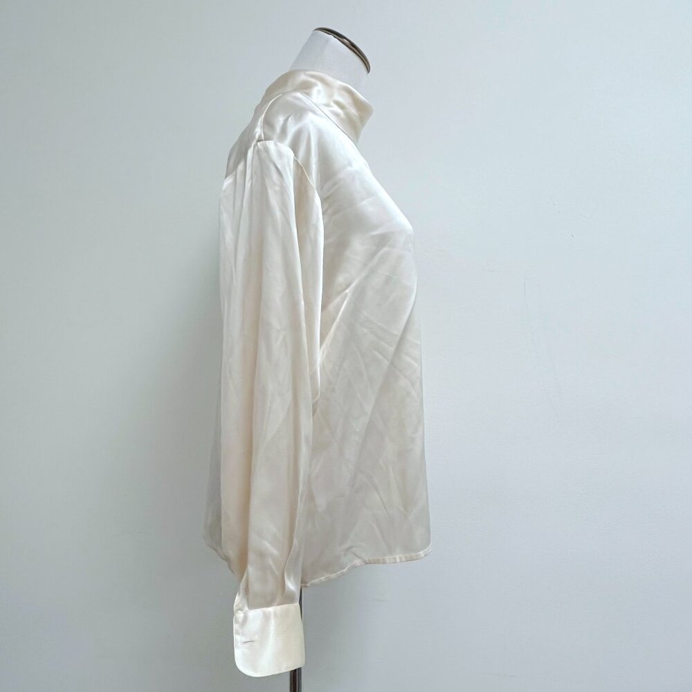 St John cream silk blouse 4 high neck long sleeve - Picture 4 of 8
